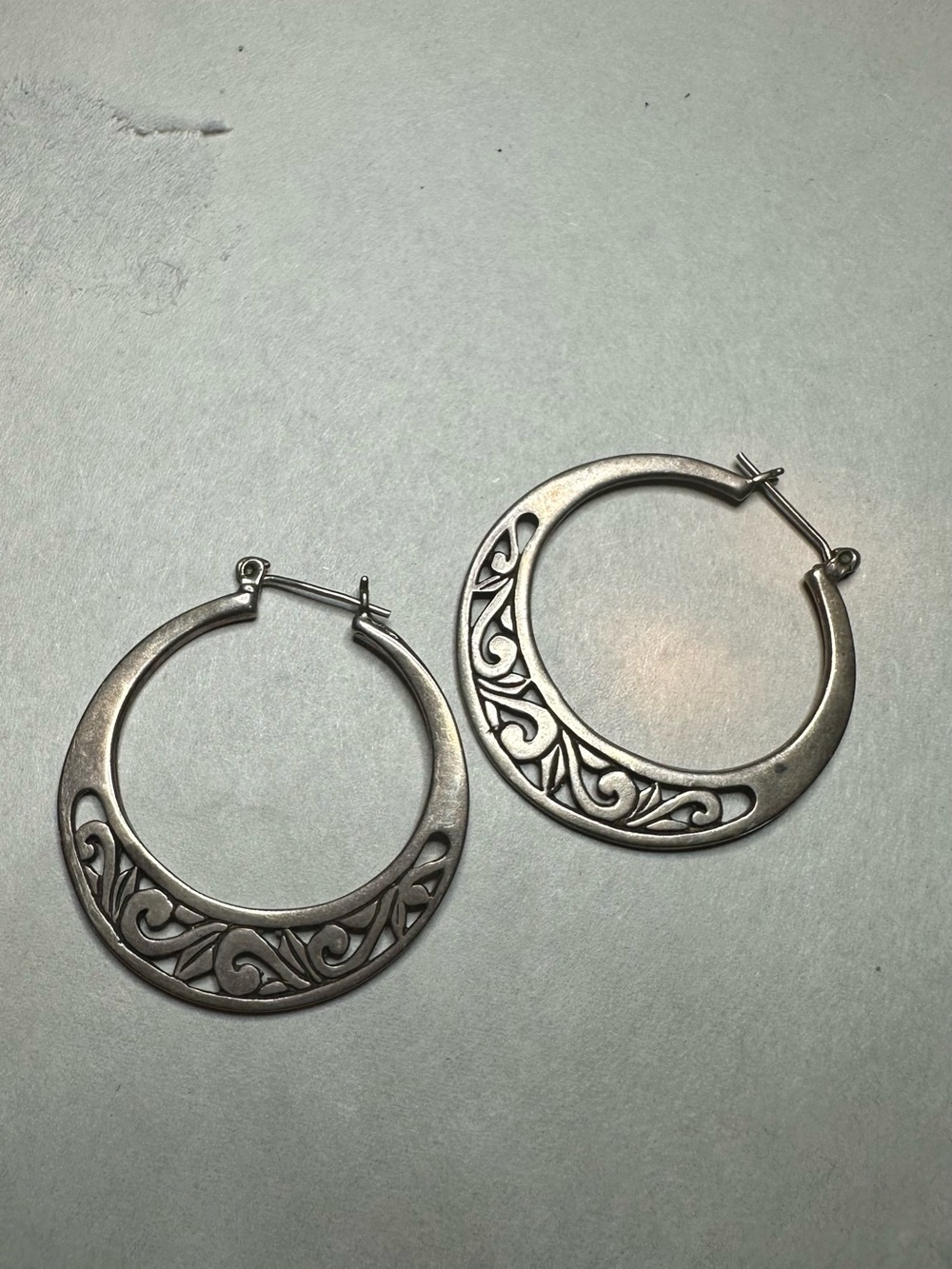 Sterling Silver Filigree Hoop Earrings